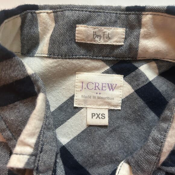 J. Crew Flannel Plaid "Boy Fit" Shirt, Petite XS - Picture 3 of 6